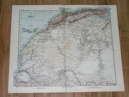1912 Map Of Northwestern Africa Morocco Canary Islands Sahara Gambia Algeria - £22.34 GBP