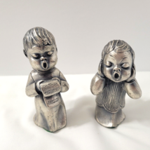 Vtg 2 Peltro Pewter Singing Choir Angel Figurines Italy 4.25&quot; Charming Pair - $514.06 MXN