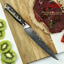 Chef Kitchen Knives Damascus Utility Knife 6 Inch Slicing Tool Gold Foil Handle - £30.77 GBP