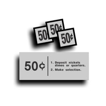 Vending Machine Coin Change Slot Decal 50 Cent Fits Cavalier USS Soda So... - $14.94