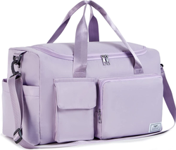 Womens Mens Sports Gym Duffle Bag with Shoe Compartment, (Light Purple) - £24.36 GBP