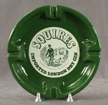 Vintage Barware Liquor Advertising SQUIRES London Dry Gin Green Ceramic Ashtray - £16.54 GBP