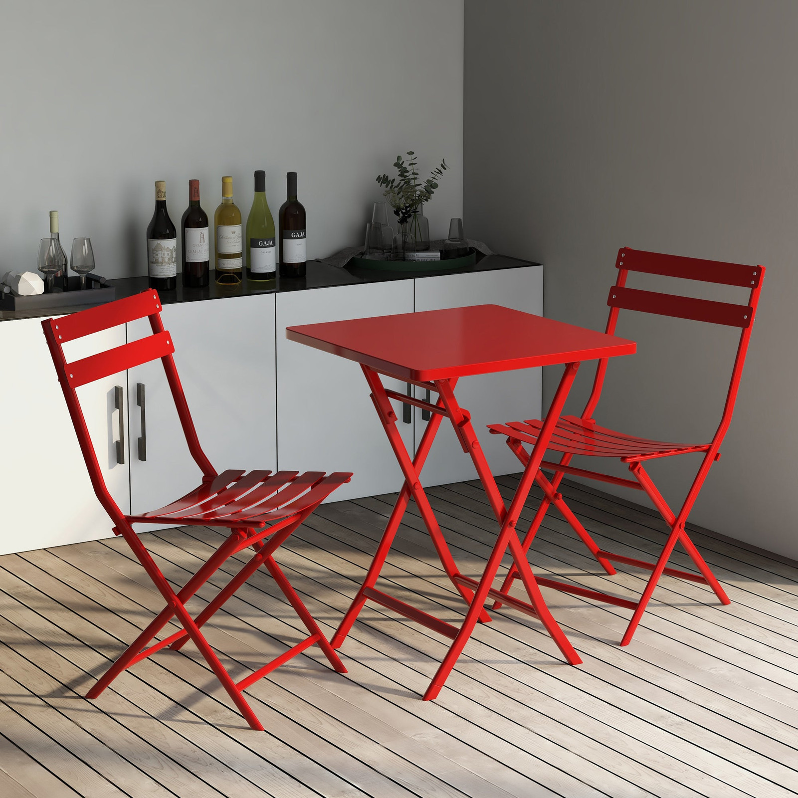 Red Foldable Patio Bistro Set - 3 Piece - $157.99