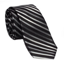 Nicole Miller Men&#39;s Slim Dress Tie Black with Stripes 100% Silk  - £21.73 GBP