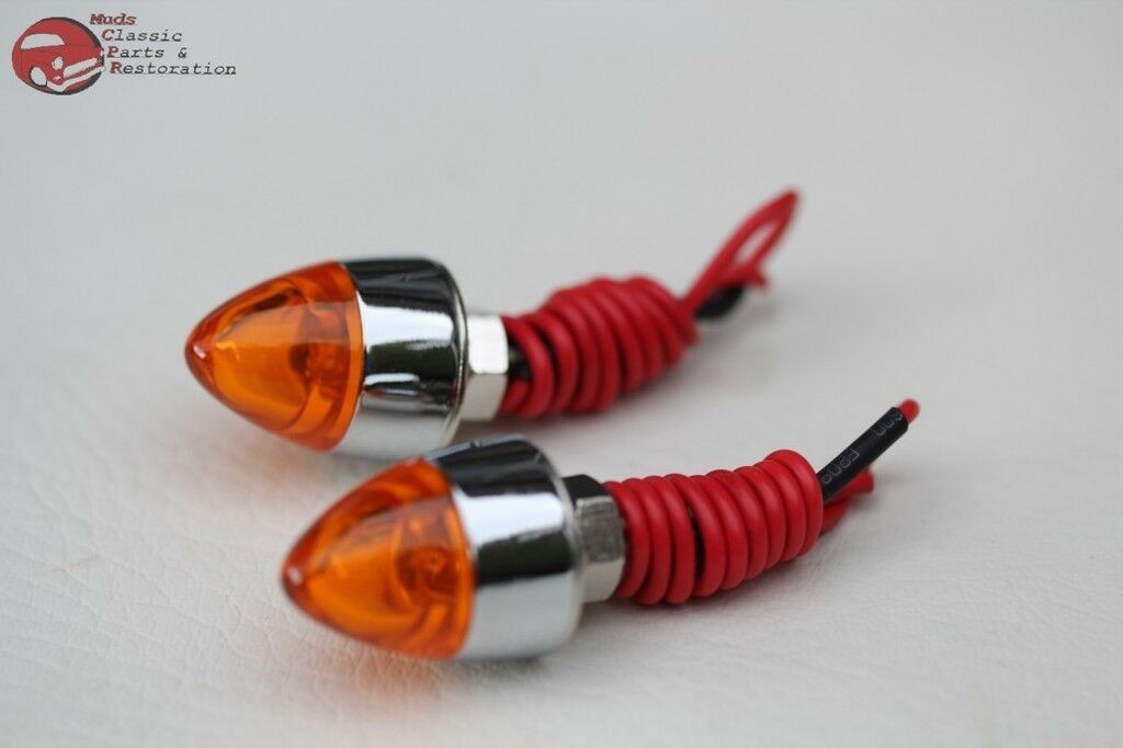 Amber Mini LED Bullet License Plate Frame Tag Fastener Bolts Chopper Bob... - $18.41