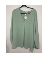 Solid Blouse Long Bubble Sleeves V neck Plus Size by Oddi Size 3XL NWT - $25.49