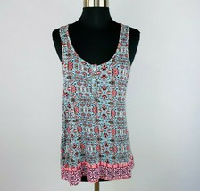 Pink Rose Womens Small S Bohemian Popover Blue Pink Sleeveless Swing Tank Top - £12.22 GBP