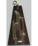 Vintage Brass Geometric Design on Wooden Pendant Costume Jewelry - $169.61 MXN