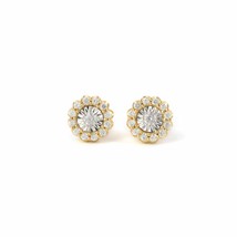 0.20Ct Round Simulated Stud Women&#39;s Earrings 14K Yellow Gold Plated Silver - £77.86 GBP