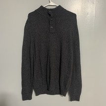 American Eagle sweater mens large Black  1/4 button mock neck academia - $14.02