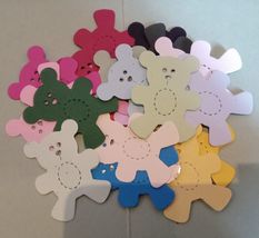 20 sizzix teddy die cuts. Approx 4.5cm x 3.5cm. Assorted colours. New. - $2.52