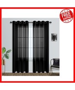 Versatile Black Sheer Window Panels 52x84&quot; - Elegant Grommet Curtains Se... - $734.95 MXN