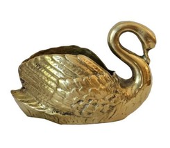 Solid Brass Swan Goose Figurine Planter MCM 70s Hollywood Regency Patina Heavy - £17.81 GBP