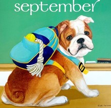 English Bulldog School September Dog Days Poster Calendar 14 x 11&quot; Art D... - £23.48 GBP