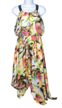 SANGRIA Women&#39;s Size 4 Abstract Chiffon Midi Dress Bright Floral - £18.01 GBP