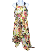 SANGRIA Women&#39;s Size 4 Abstract Chiffon Midi Dress Bright Floral - £18.17 GBP