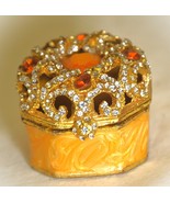 Yellow Enamel Pill Box Rhinestones - $19.79