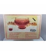 Vintage 1960&#39;s Jeannette Pressed Fruit Crystal Glass Punch Bowl Set 26 p... - $1,170.65 MXN