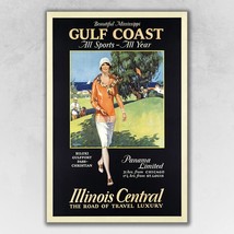 16 x 24 in. Gulf Coast Golf 1932 Vintage Travel Poster Multi Color Wall Art - £22.63 GBP