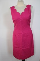 Moda International 8 Pink Rayon Linen Scallop Neckline V-Back Sheath Dress - £68.09 GBP