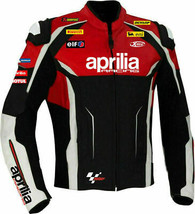 Men&#39;s APRILIA Motorbike Racing Leather Jacket MOTOGP Motorcycle Bik - £117.28 GBP