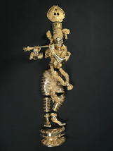 Lord Krishna Standing Wall Hanging Brass Sculpture | Handmade| Lord Krishna Idol - £3,128.28 GBP