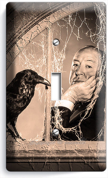 ALFRED HITCHCOCK THE BIRDS CROW TV ROOM I GANG LIGHT SWITCH WALL PLATE ART DECOR