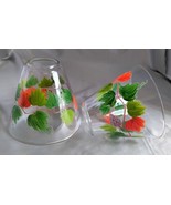 Pair of Hand Painted Clear Glass Shades / Candle Toppers w/ Grape Vine M... - $277.50 MXN