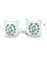 Vintage Cream &amp; Sugar Set White Milk Glass Turquoise Wheat Tea - €8,57 EUR