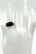 Vintage Premier Designs Dark Brown &amp; Silver Tone Ring Abt Size 8 SKU PB73 - £11.98 GBP