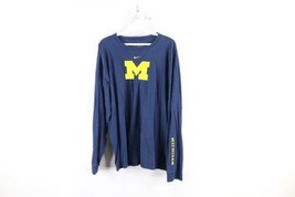 Vtg Nike Mens Large Travis Scott Mini Swoosh University of Michigan T-Shirt Blue - $59.35
