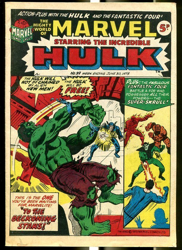 Primary image for MIGHTY WORLD OF MARVEL #39 1973-HULK-FANTASTIC FOUR-KIRBY-UK COMIC FN