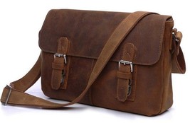 Vintage Cow Leather Shoulder Bags for Men Crazy Horse Leather Messenger Bag - £164.64 GBP