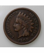 1908-S 1C Indian Cent in Fine Condition, All Brown Color, Fully Readable... - $154.64 CAD