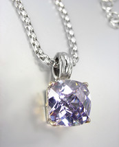 Designer Style Silver Gold BALINESE Lavender Amethyst CZ Crystal Pendant Necklac - £23.96 GBP