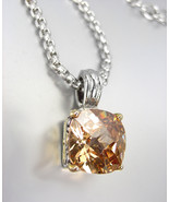 Designer Style Silver Gold BALINESE Brown Topaz CZ Crystal Pendant Necklace - £23.96 GBP