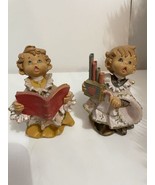 Vtg Set 2 Beautiful Chior Caroler 4&quot; figures Figurines Holiday Christmas... - £11.76 GBP