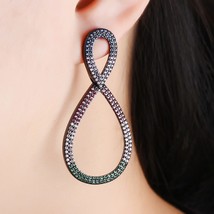 Funmode  Design Full AAA Cubic Zirconia Pave Bridal Dangle Earrings for Women Gi - £20.23 GBP