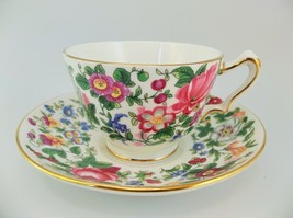 Crown Staffordshire Tea Cup &amp; Saucer Set England Bone China Pink Roses F... - £9.49 GBP