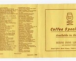 Berni Inns Limited Coffee Specialties Menu England 1964 - £14.21 GBP
