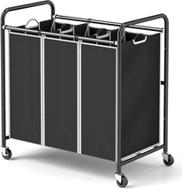 Laundry Sorter, 3 Bag Laundry Hamper Sorter with Rolling Heavy Duty Cast - $86.12