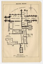 1924 Original Vintage Plan Of Bolton Priory / Bolton Abbey / England - $23.28