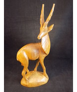 Handcarved golden wood african antelope 12&quot; tall authentic primitive art... - $361.37 MXN