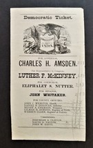 1890 Antique Governor Senate Nh Democrat Ticket Amsden Mc Kinney Nutter Whitaker - £53.93 GBP