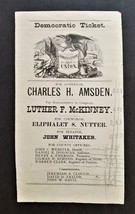 1890 Antique Governor Senate Nh Democrat Ticket Amsden Mc Kinney Nutter Whitaker - £53.69 GBP