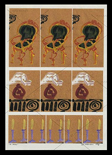 At Home : Graphic Triptych of Chair, Lamp, Candles By (Listed Artist) Ca... - $46.77