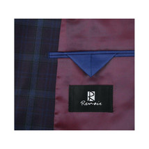 Men's Soft Wool Sport Coat English Plaid Window Pane 556-7 Plum Blue Renoir image 4