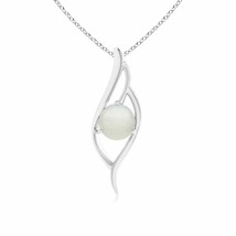 Moonstone Angel Wing Bypass Pendant Necklace in Silver (Grade- AA, Size- 8MM) - £146.69 GBP