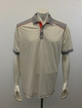 Antigua Men&#39;s Large Desert Dry White Gray Orange Polyester Golf Polo Shirt - $7.92