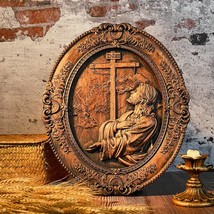 Jesus Hill Garden Prayer Plaque Wood Carving 14&quot; - £45.14 GBP+